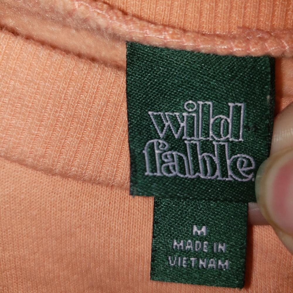 Wild Fable Cropped Sweatshirt Pullover Peach Balloon Sleeve Casual Athleisure M - Picture 2 of 4